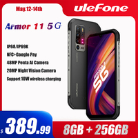 Ulefone Armor 11 5G wytrzymały telefon komórkowy Android 10 8GB + 256GB wodoodporny smartfon 48MP NFC telefon komórkowy bezprzewodowe ładowanie 1